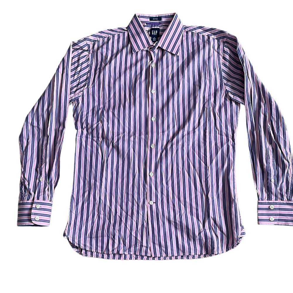 Gap Pink/ Blue Fitted Button Down Medium 15-15.5